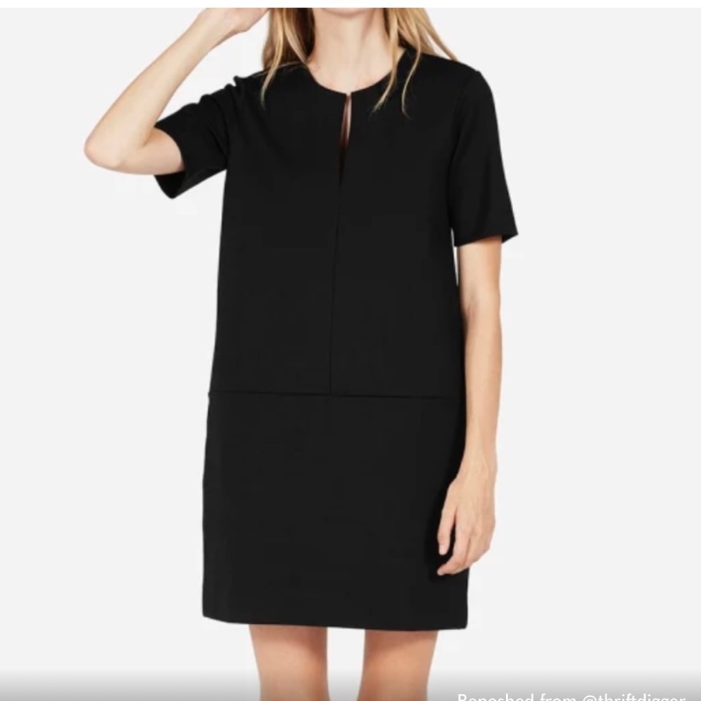 Everlane The Ponte Short-Sleeve Dress in black size XS